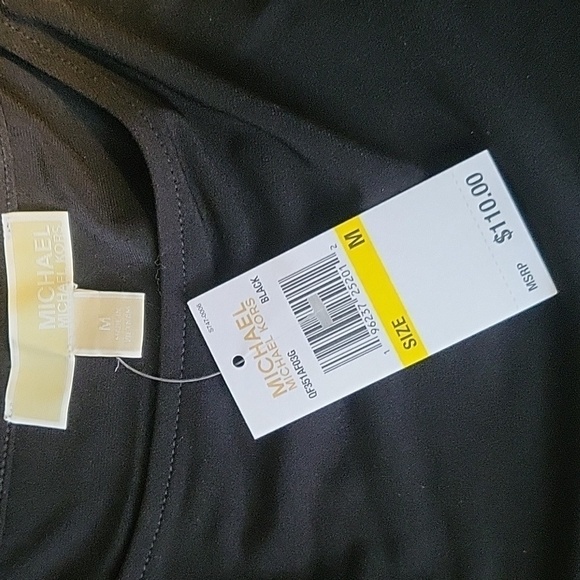 Michael Kors Black Stretchy Top with Goldtone Michael Kors Emblem in Size Medium - Picture 6 of 7